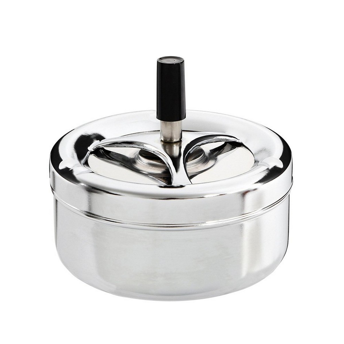 Ashtray Excellent Houseware With lid Rotating Silver Multicolour metal Stainless steel &Oslash; 9,5 cm