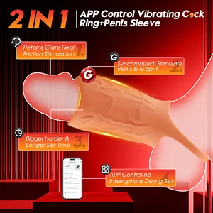 App Control Vibrating Penis Sleeve Silicone Cock Ring With 10 Vibrations