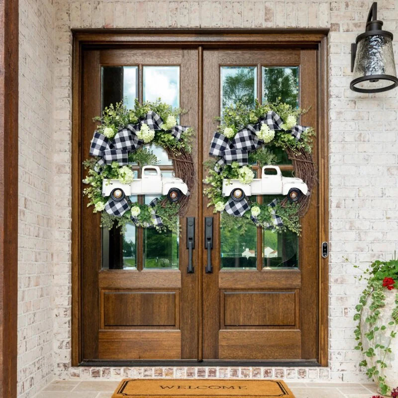 Farmhouse Truck Wreath Summer Outdoor Wreaths Inexpensive Fall Wreaths