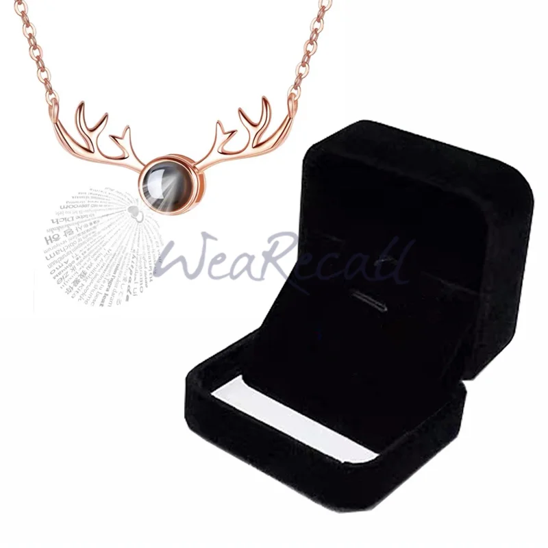 Antlers Projector Picture Custom Personalized Photo Silver Necklace wetirmss