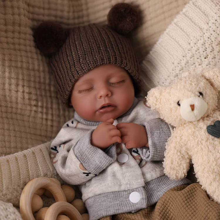 Babeside Lucy 12'' Realistic Silicone Sleeping Baby African American Little Infant Boy Gift Of Emotional Presence