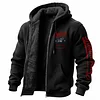 Men's Vintage Motorcycle Fleece Pocket Full Zip Long Sleeve Hoodie Jacket by Inlyline