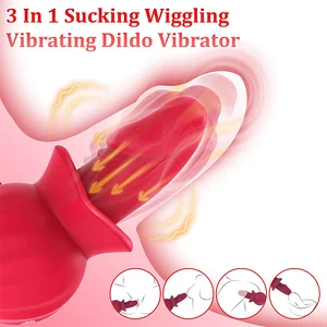 Rose Kiss Vacuum Suction Flapping G Spot Dildo Vibrator