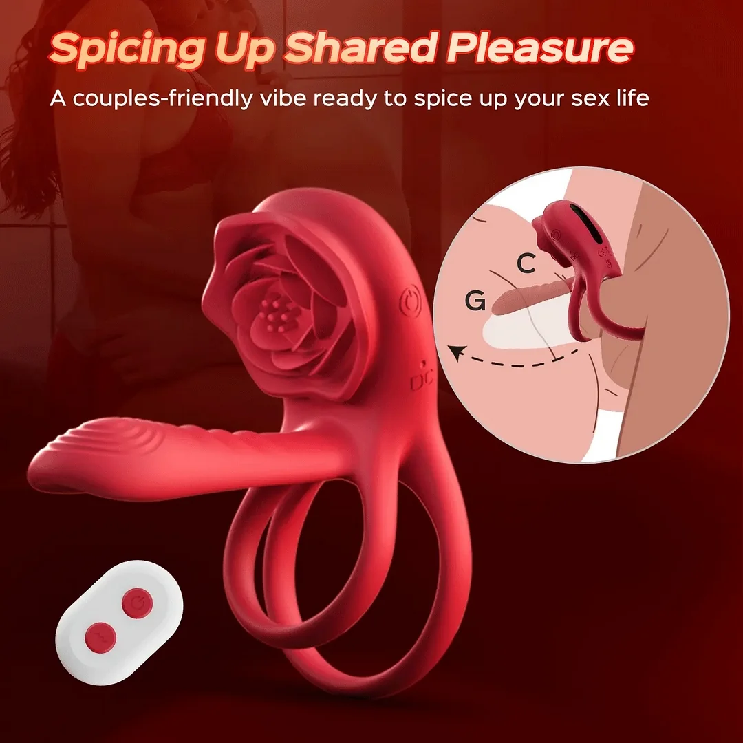 Axion 3-in-1 Male Rose Vibrating Cock Rings Couples Toys
