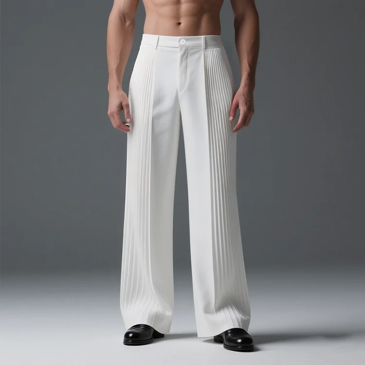 Okaywear Solid Mid Rise Straight Leg Pleated Suit Pants Okaywear