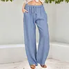 Gioiacombo&trade; Nuovi pantaloni casual larghi in cotone e lino da donna