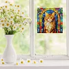 1PC-Diamonds Painting Stained Glass Cat Wall Sticker Home Decor