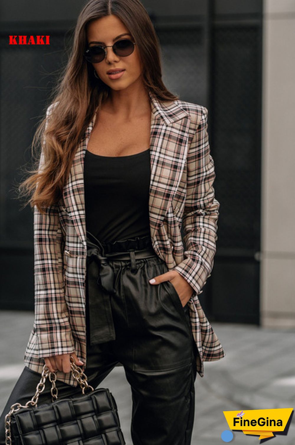 Autumn And Winter New Ladies Double-Breasted Plaid Long-Sleeved Printed Temperament Blazer