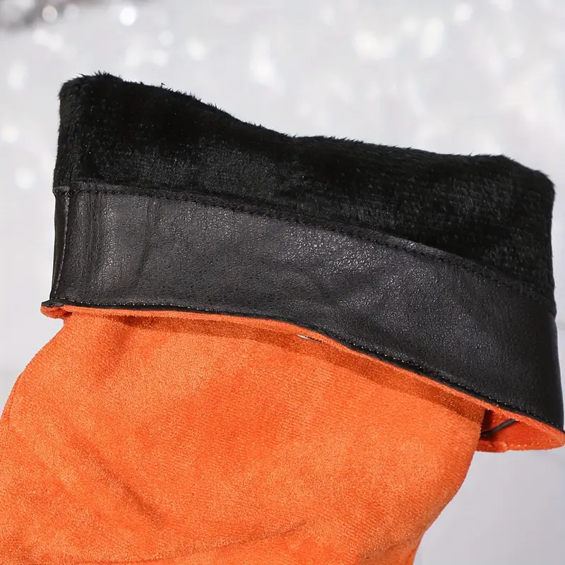 womens solid color stylish boots belt pull on slouchy boots calf round toe boots Product details 11