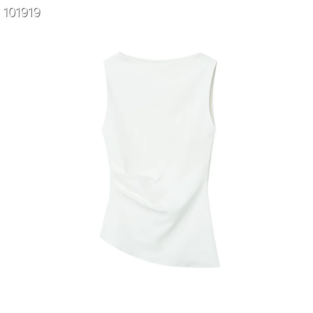 Nigikala Nigikala Women's Dressed Type Shipnecked Folded Vest White 2025 New 4424311