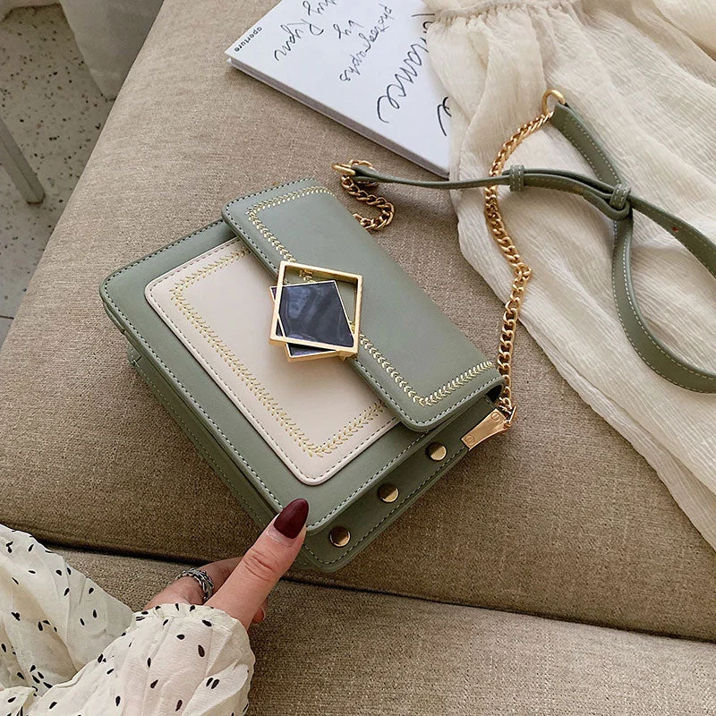 LEFTSIDE Chain Pu Leather Crossbody Bags For Women 2021 hit Small Shoulder Simple Special Lock Design Female Travel Handbags