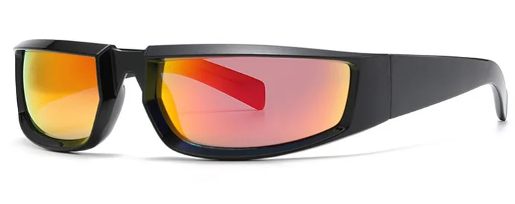 Vintage Black Rectangle Y2K Sunglasses For Women Men Luxury Brand Punk Sports Sun Glasses Unisex Wrap Around Square Goggles