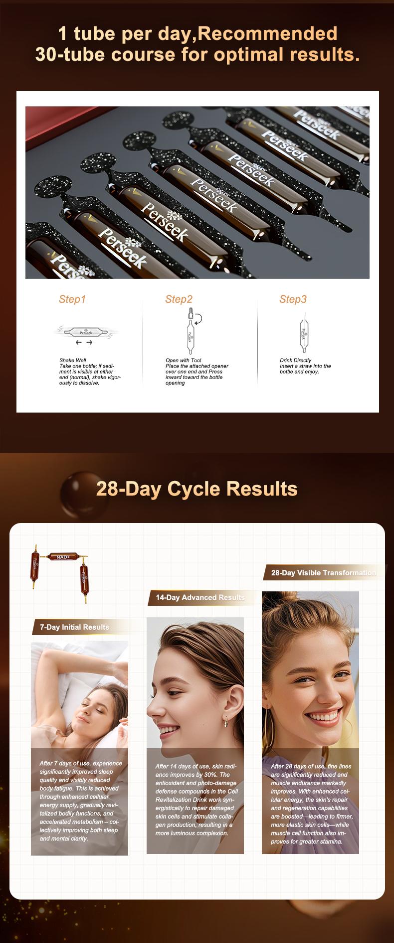 Perseek NAD for Anti-Aging – 1200mg Advanced Cellular Renewal | Enhances Skin, Energy & Focus – 10 Vials