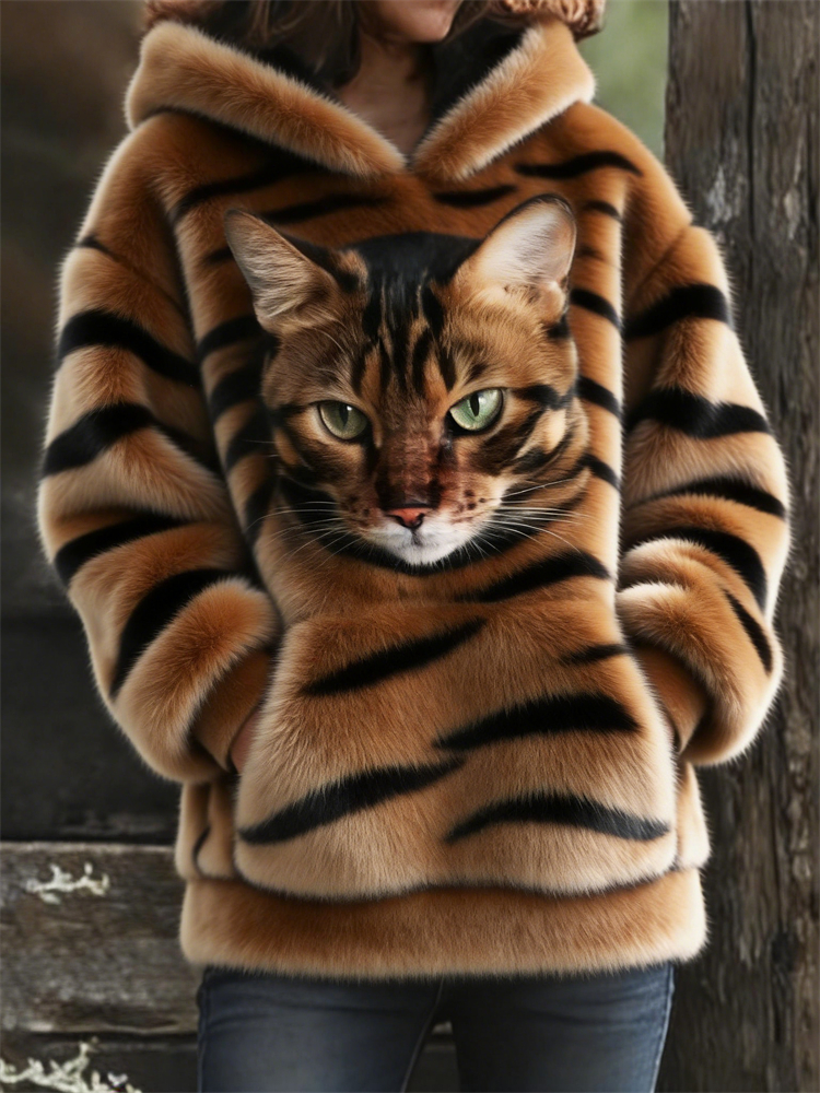 Polyester Printed Knit Hoodie