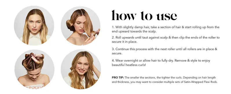 Product Introduction of Kitsch Satin Heatless Curling Rod - Jumbo Flexi Rod, Heatless Hair Curler for Overnight, Soft Hair Curlers, Heatless Curlers for Women, 4pcs, Rosewood 2