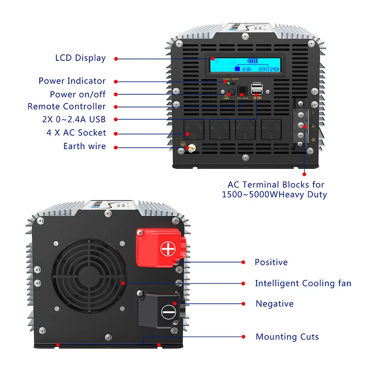 Giandel Modified Sine Wave Power Inverter 5000W 12V to 240V