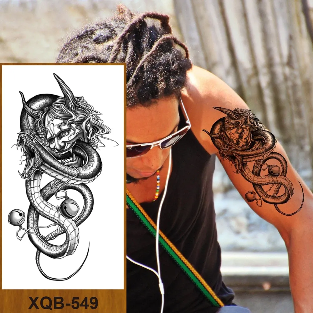 Hot Sale Temporary Tattoos Stickers Night Demon Sword Snake Men Women Girl Flower Arm Body Leg Chest Fake Tatoo Waterproof DIY