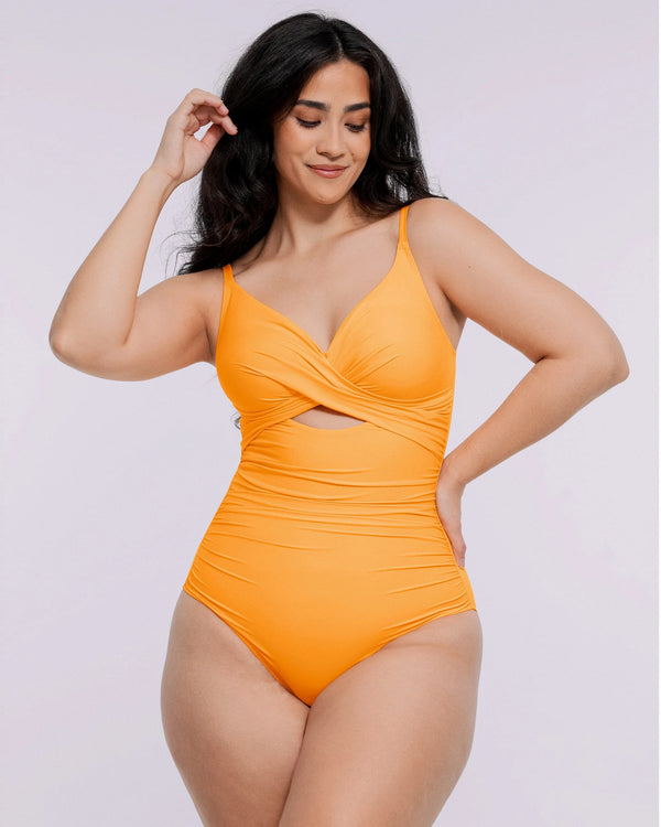 Ribbed Cutout-Front Shaping Swimsuit