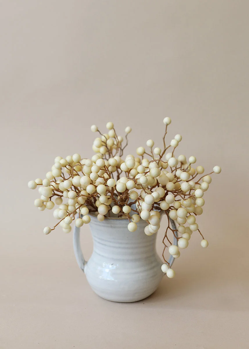 Fake Berries Pick in Cream Beige - 9"