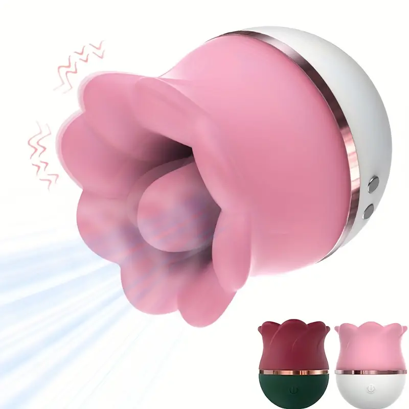 1pc rose vibrating massager 10 frequency vibrations with sucking licking quiet waterproof rose vibrator usb magnetic charging sex toys female masturbation device details 8