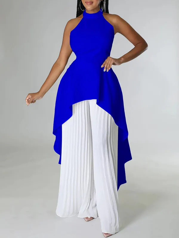 V-neck Solid Color Loose Suit