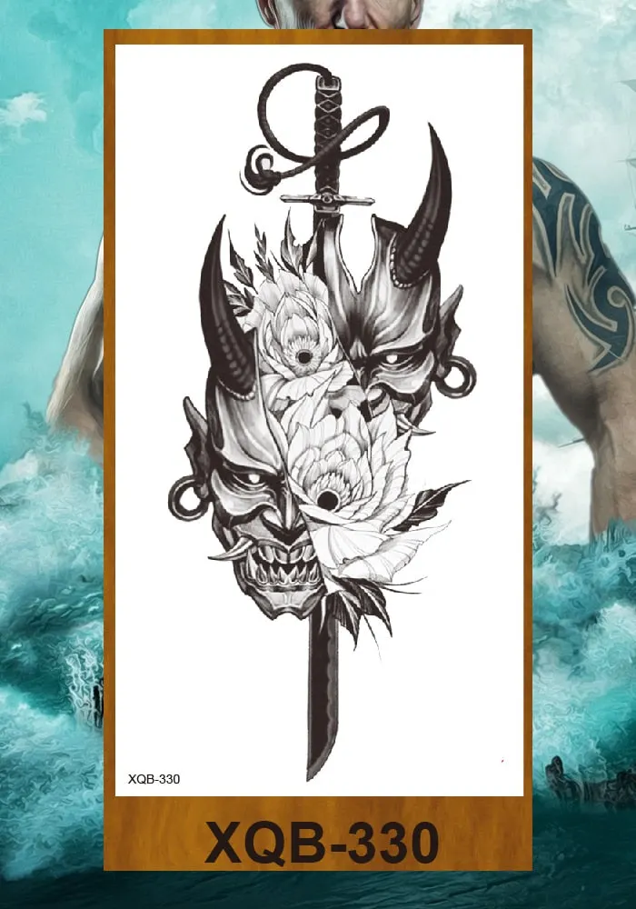 Hot Sale Temporary Tattoos Stickers Night Demon Sword Snake Men Women Girl Flower Arm Body Leg Chest Fake Tatoo Waterproof DIY