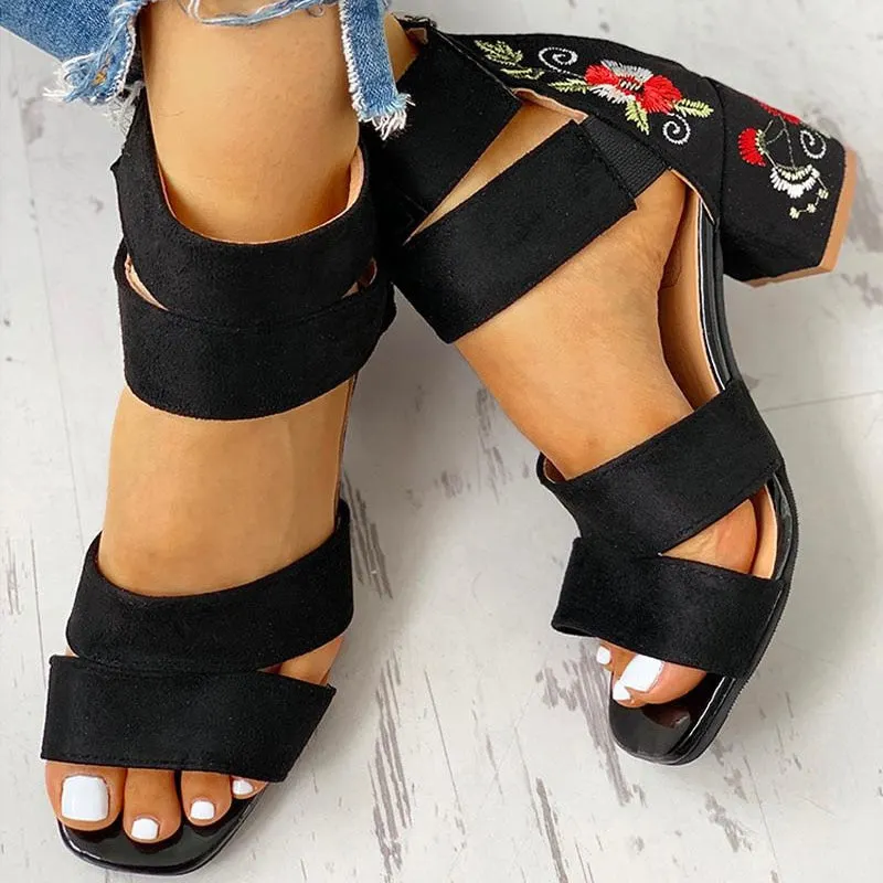 Woman Pumps High Heels Elastic Band Zipper Rubber Open Toe Embroider Dancing Party Wedding Ladies Shoes Zapatos Mujer