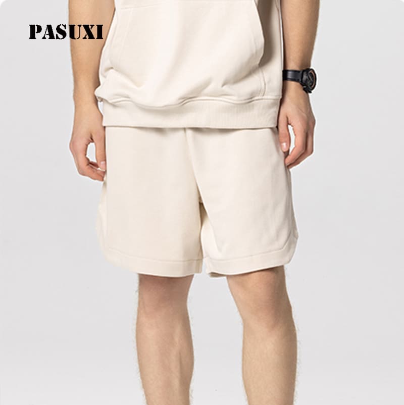 PASUXI Men's Casual Shorts - Beige Comfortable Lounge Bottoms for Daily Wear