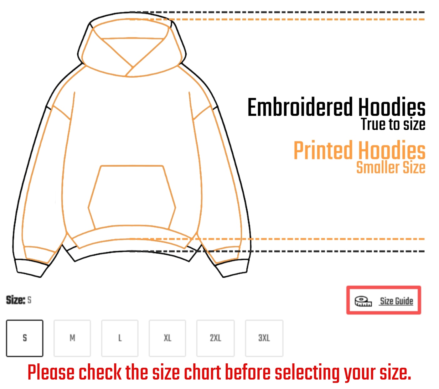 Hoodie Size Comparison
