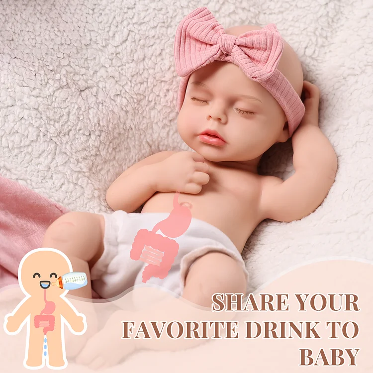 [Drink and Wet System]Babeside Lucy 16" Realistic Silicone Sleeping Baby Little Infant Girl Emotional Learning Companion