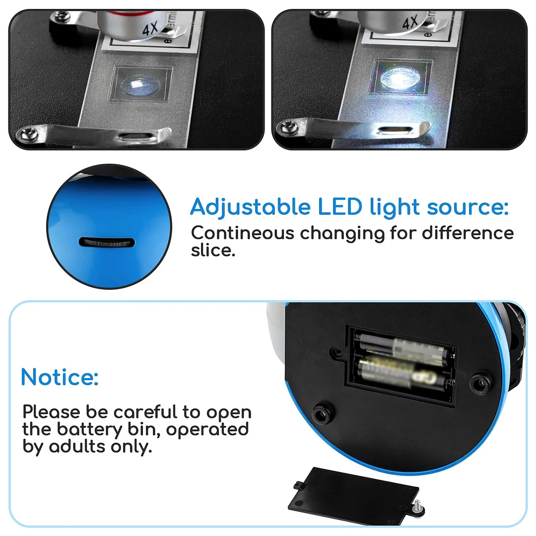 BEBANG 40X-640X Microscopes for Kids, Microscope with Slides Kit, Phone Holder, Kids Microscope for Early Education Home Learning