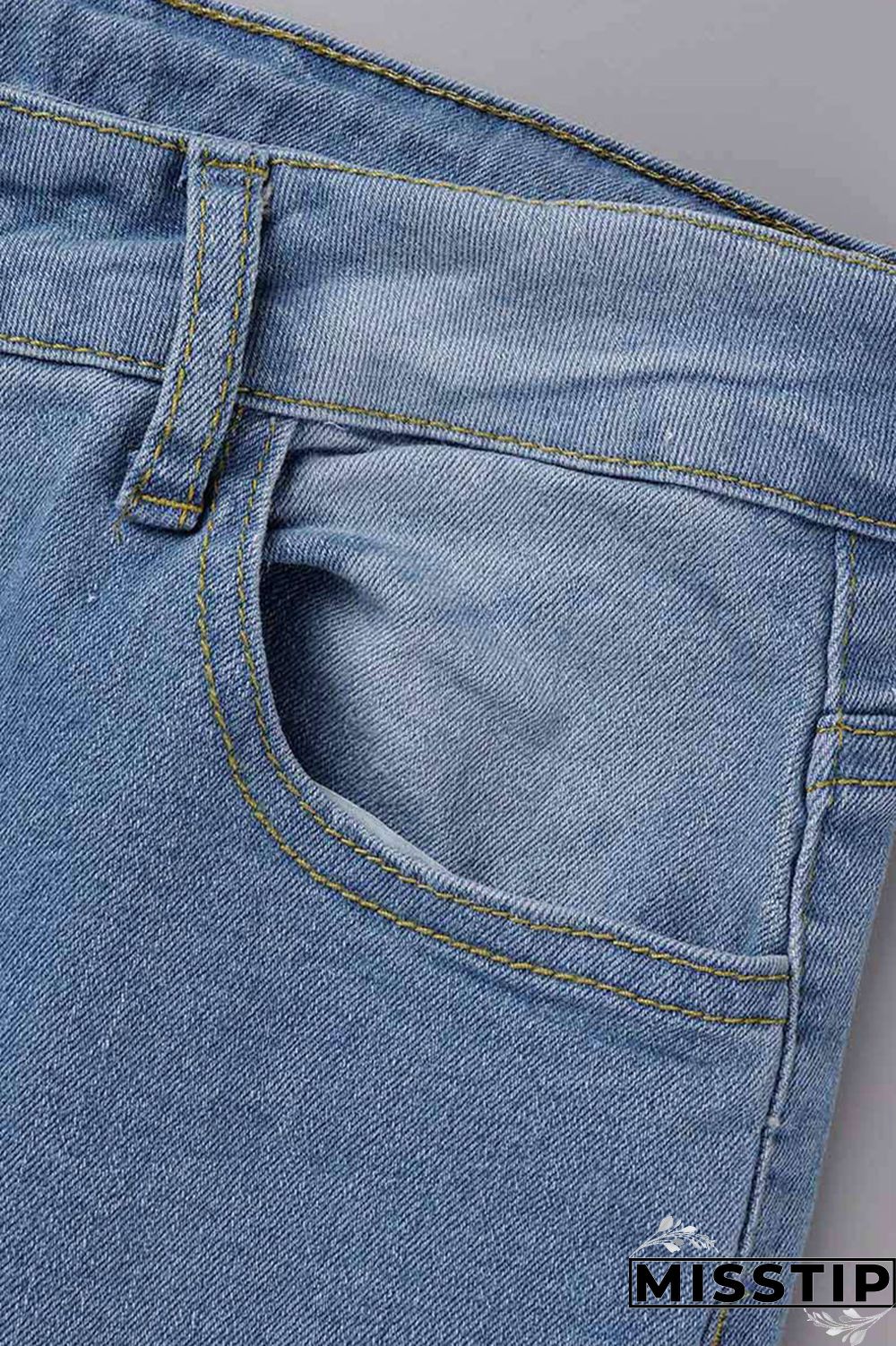 Black Fashion Casual Solid Patchwork High Waist Skinny Denim Jeans