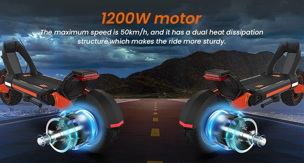 Kukirin G3 Scooter électrique 1200W moteur arrière 50 km/h vitesse maximale 52V 18Ah batterie au Lithium 70km d'autonomie frein à disque 120kg charge
