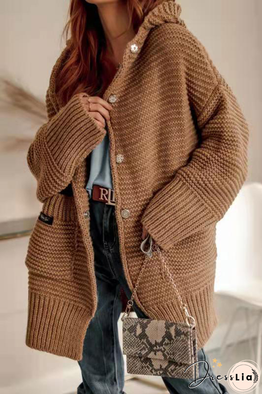 Casual Solid Pocket Hooded Collar Tops Sweater(6 Colors)