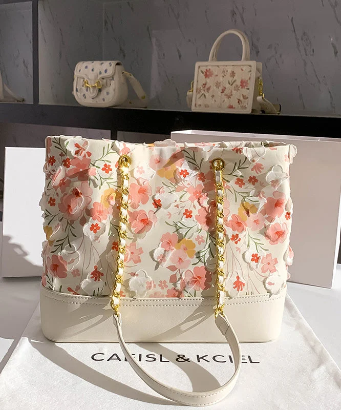 Floral Lace Antique Shoulder Bag - Off White
