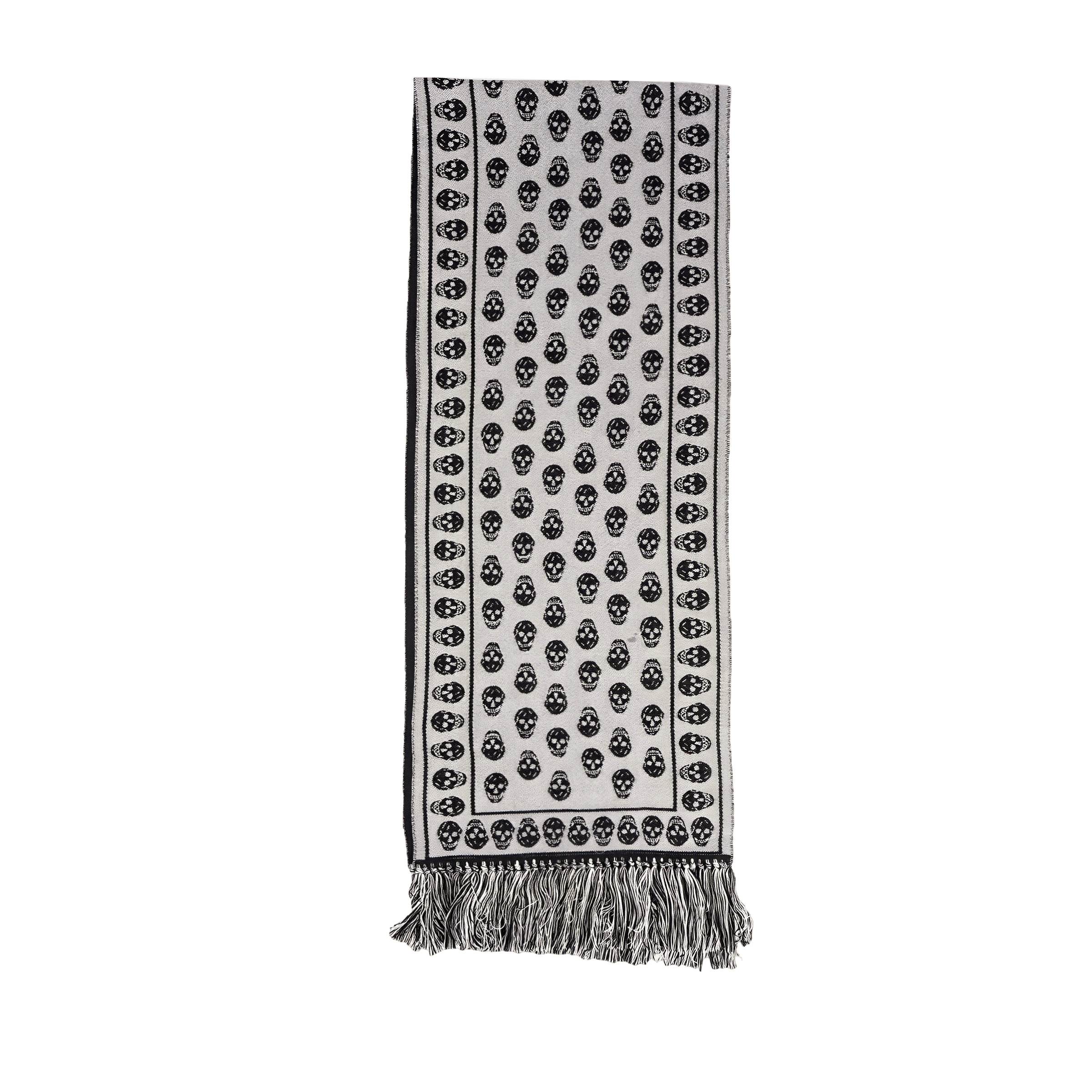 Alexander McQueen Knit Scarves Men Black White Skull
