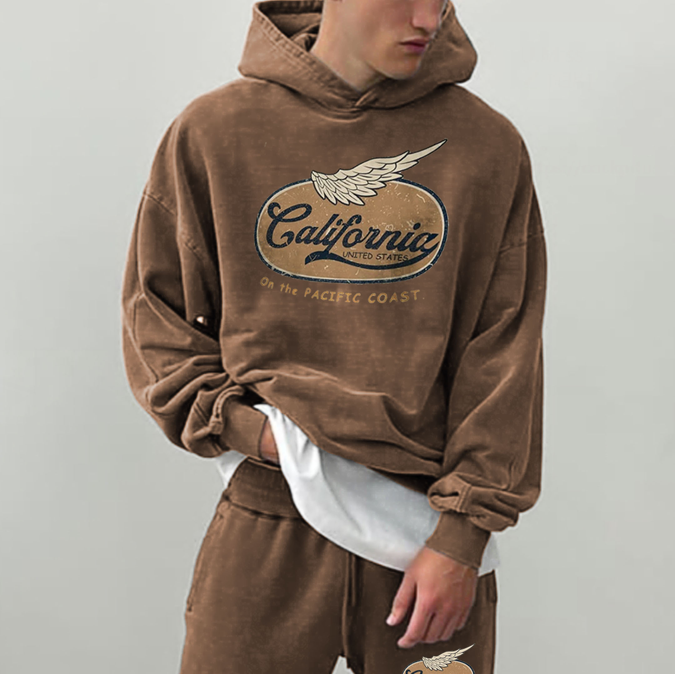 Retro Men's Califoria Casual Hoodie / [blueesa] /