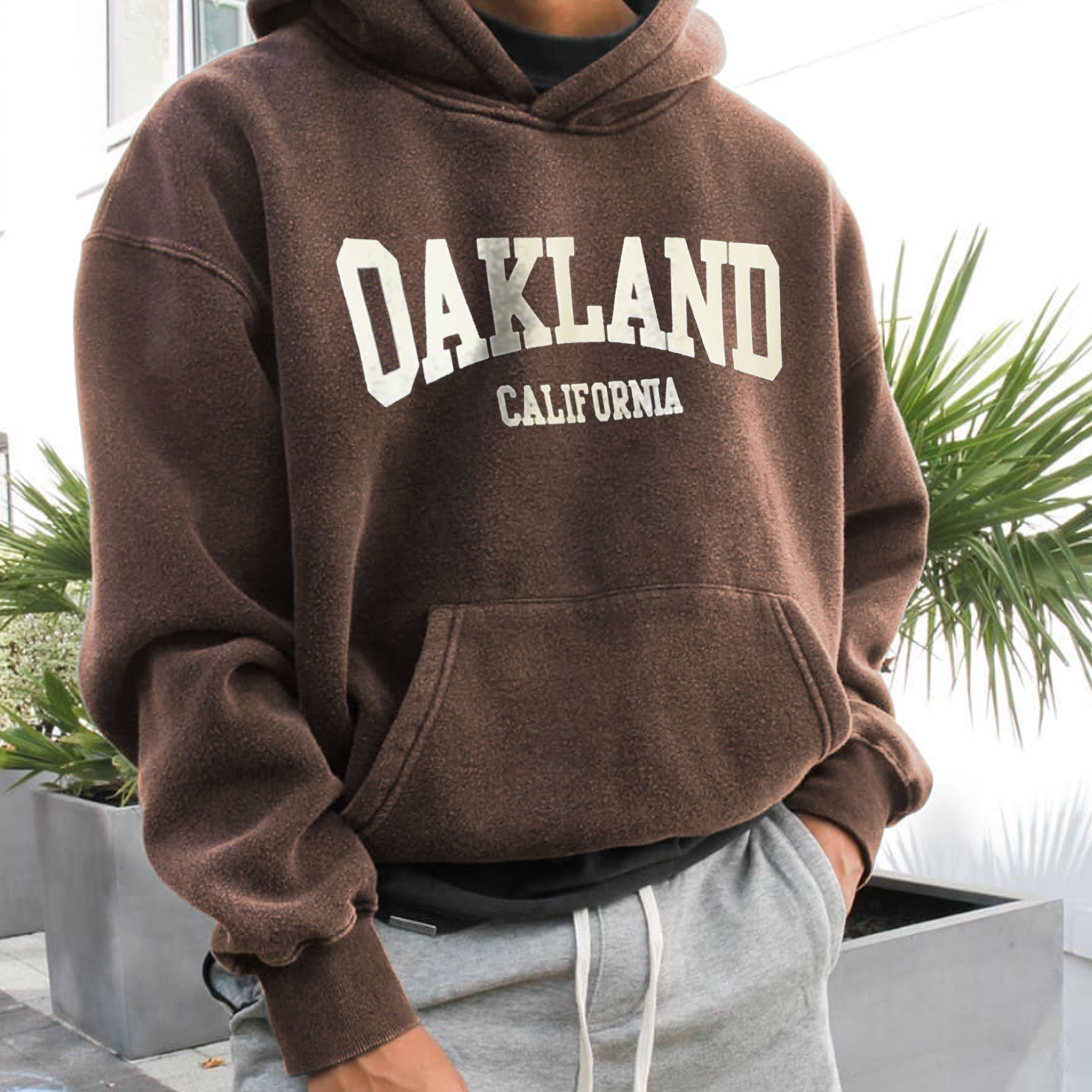 Retro Men's OAKLAND Casual Print Hoodie / [blueesa] /