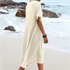Gioiacombo&trade; Nuovo abito midi casual da donna a maniche corte in cotone e lino