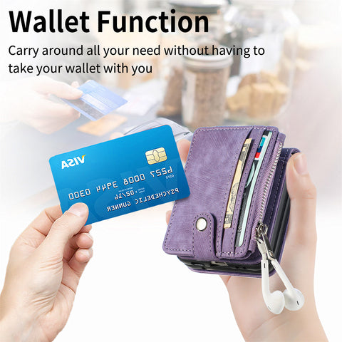 Crossbody Zipper Wallet Case for Samsung Galaxy Z Flip 3 Flip4 Funda Luxury Folio  Flip PU Leather Card Holder Purse Phone Cover