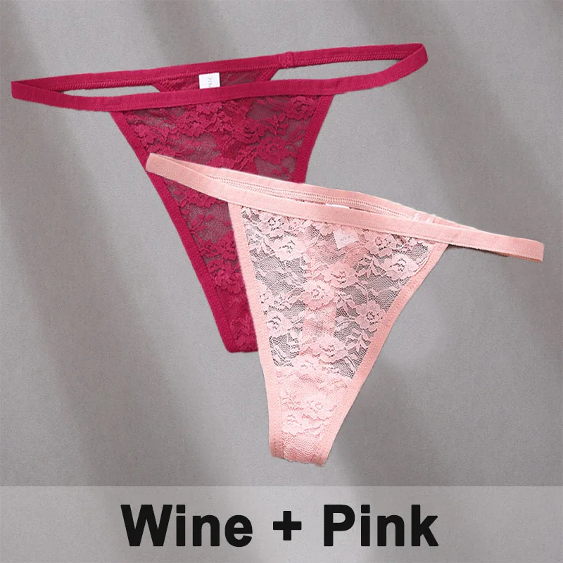 Billionm Sexy Lace Cotton Panties for Women G-String Underwear Perspective Thongs Solid Color Underpants Female Intimates Lingerie