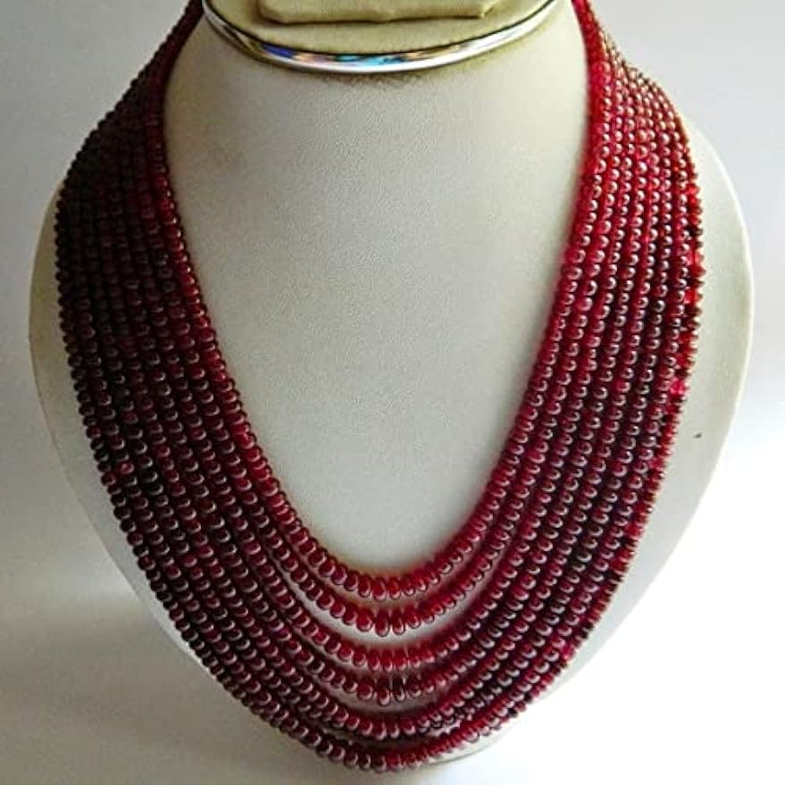LKBEADS Ruby Necklace Ruby Jewelry Glass Filled Ruby 8 Strands 3mm To 6mm Beads 13 Inches To 18 Inches