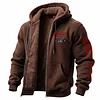Men's Vintage Motorcycle Fleece Pocket Full Zip Long Sleeve Hoodie Jacket by Inlyline