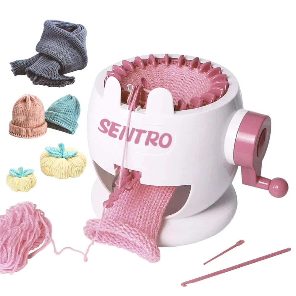 SENTRO 22 Needle Knitting Machine, Knitting Loom Set Round Weaving Loom for Kids, Bunny Shaped Smart Weaver, Hat Sock Scarf Loom, STEM Toys Arts and Crafts Knitting Kit