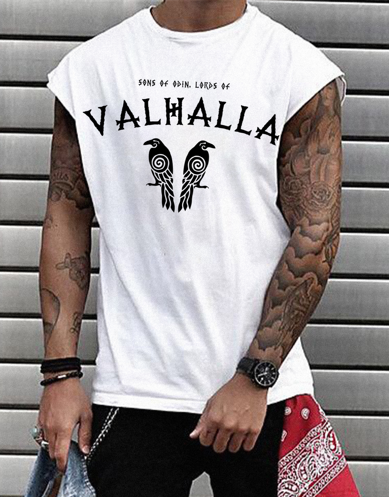 Viking Valhalla Printed Sleeveless T-shirt Vest / TECHWEAR CLUB / Techwear