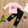 Baby Kid Girl Suit Valentine's Day Letter-printed Leopard Love 2 Pcs Sets