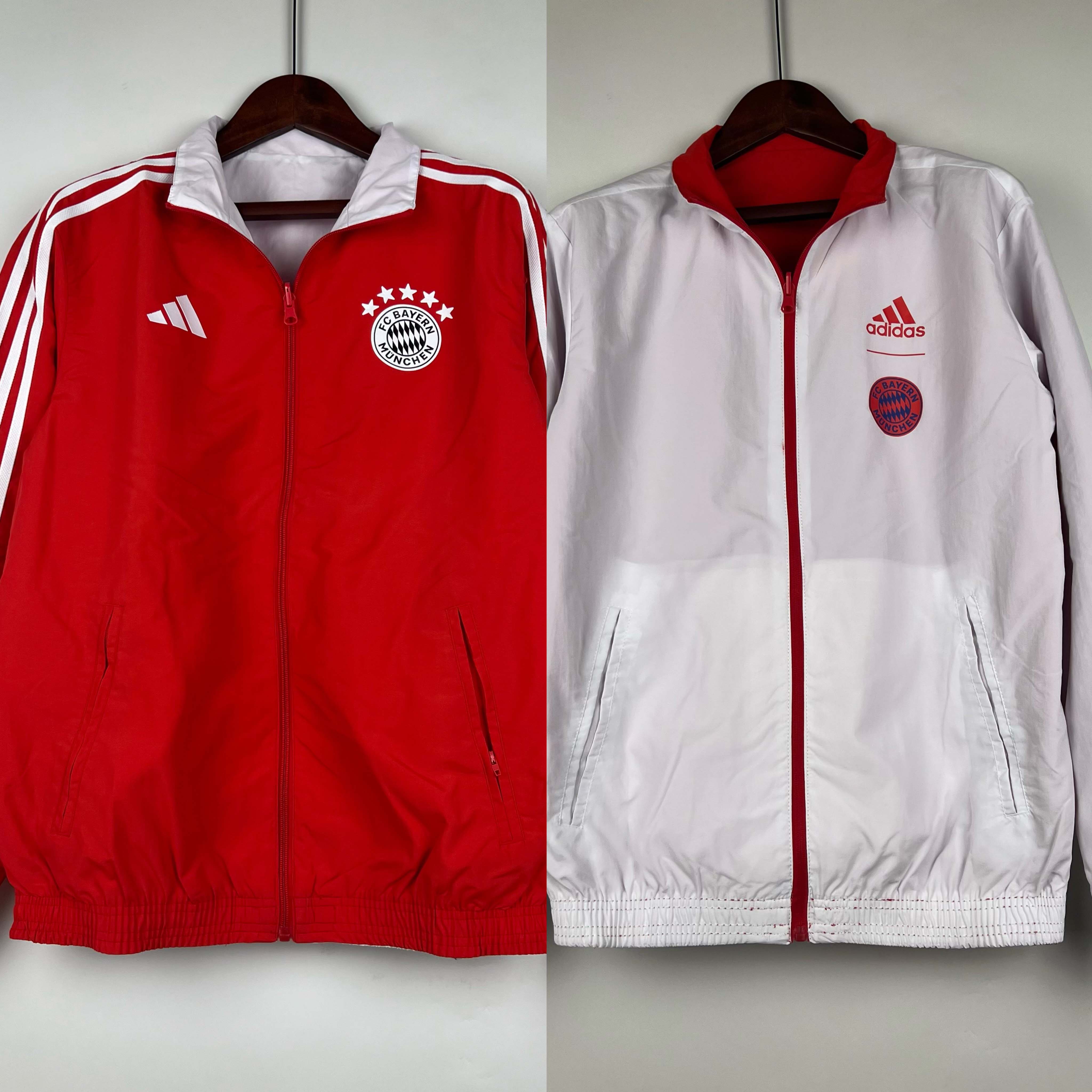 2023-2024 Bayern Munich Reversible Windbreaker (Red-white)Soccer Jersey 1:1 Thai Quality:football jersey mysite: unitedjerseyfootball 邓江浪:football