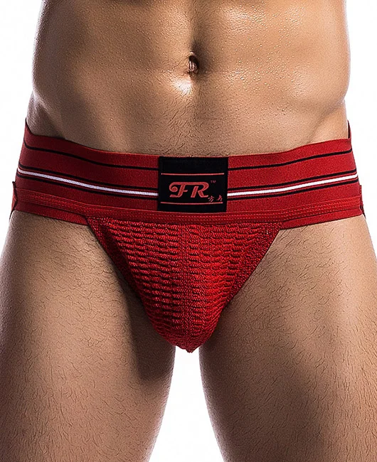 Striped Double-Diced Exposed Butt Sports Thong Panty Okaywear