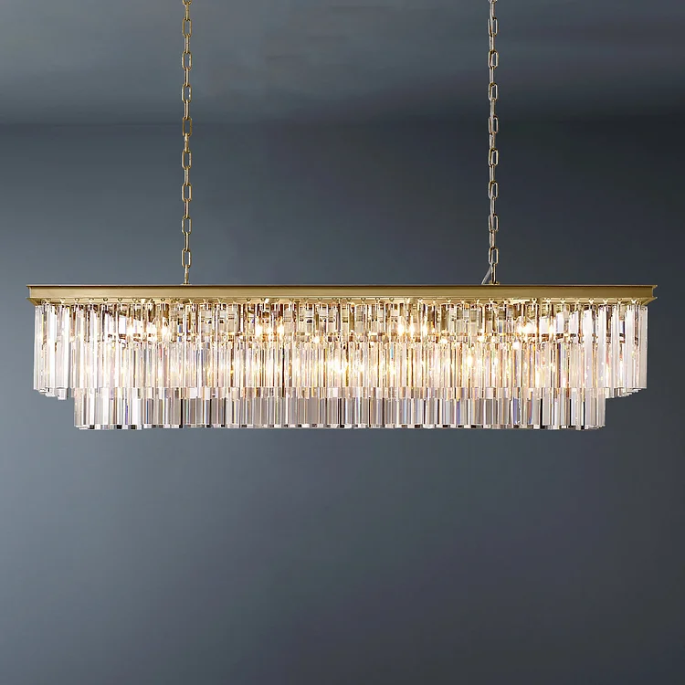 2-Tier Rectangular 1920s Odeon Crystal Chandelier Modern Chandelier L59" Vjlight