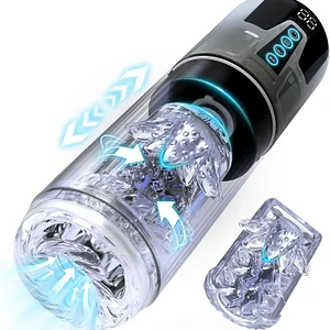 Waterproof Male Stroker Penis Pump With 7 Thrusting Rotating Vibrating Sucking Licking Modes